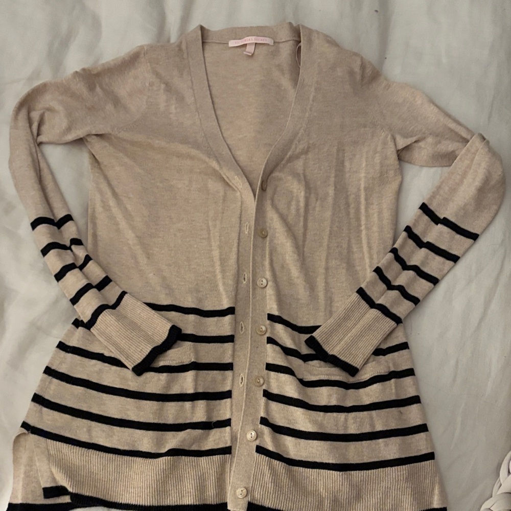 Victoria’s Secret Striped Beige and Black Women's Cardigan